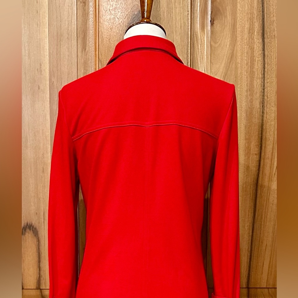 Linda Allard - Tracy Ellen - Vivid Red Jersey Knit Long-Sleeve Dress - EUC - 4 - Picture 12 of 13